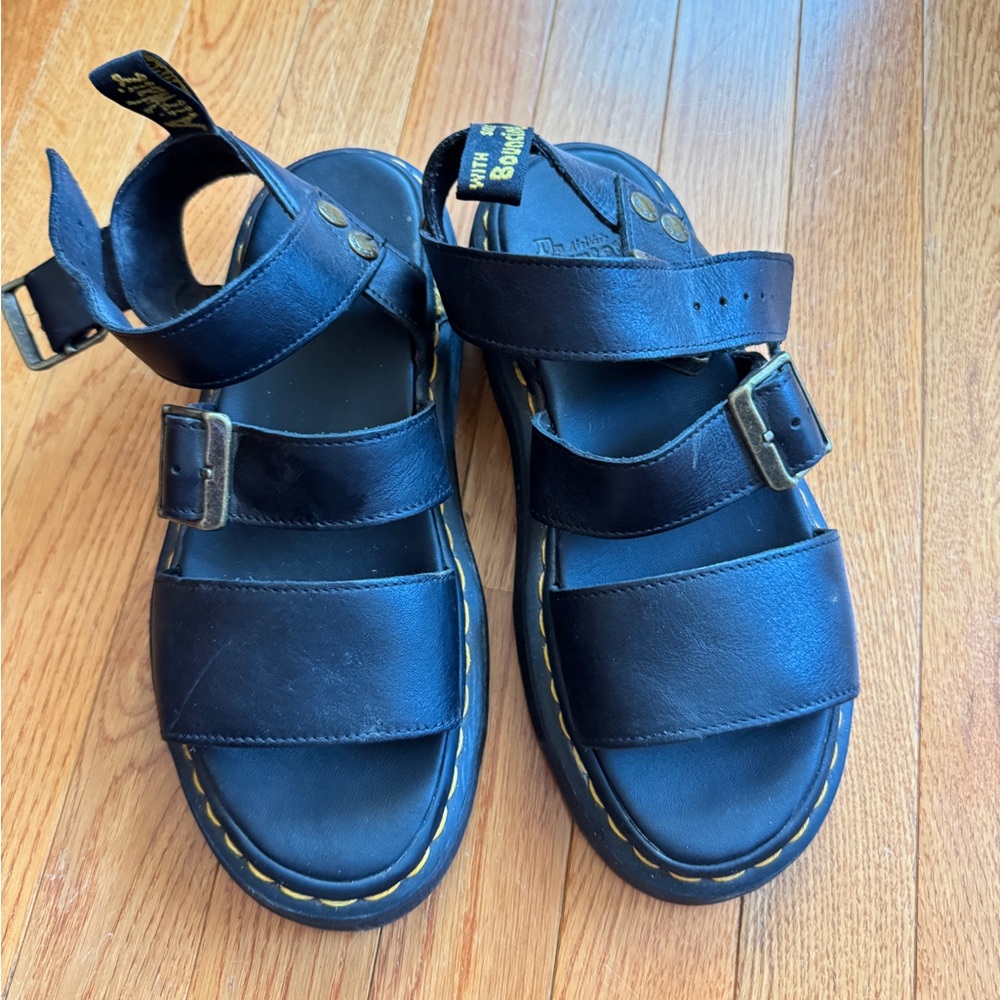 Dr. Martens - Black Gryphon Pisa Leather Platform Sandals - Picture 7 of 7